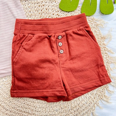 Conj. Camiseta em Linho Sunny Days e Bermuda em Moletinho - Caramelo e Ferrugem